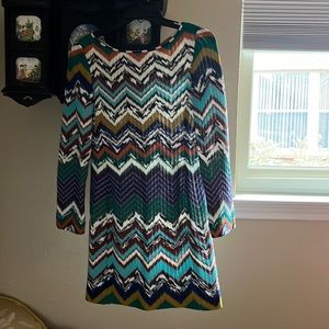 Missoni Multicolor Chevron Stripe Knit Long Sleeve Mini Dress Size 40 Small US 4